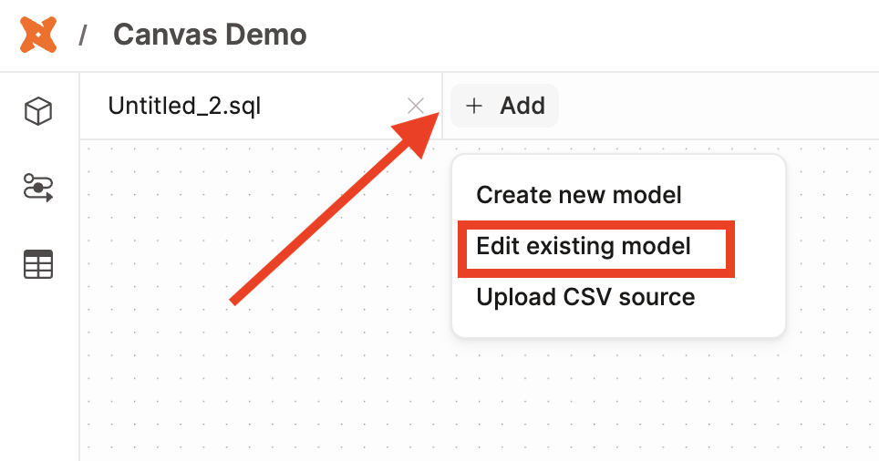 Edit a model using the 'Edit a model' button.